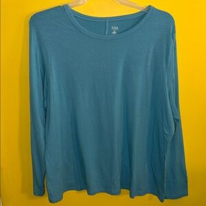 a.n.a Women's Long Sleeve Tee in Teal Blue NWOT